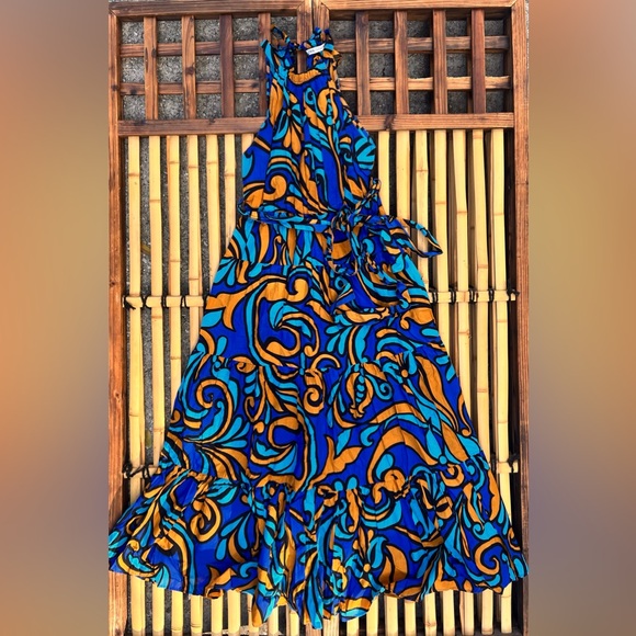 ZARA - Halter Cinched Waist Long Flowy Dress - Picture 1 of 6